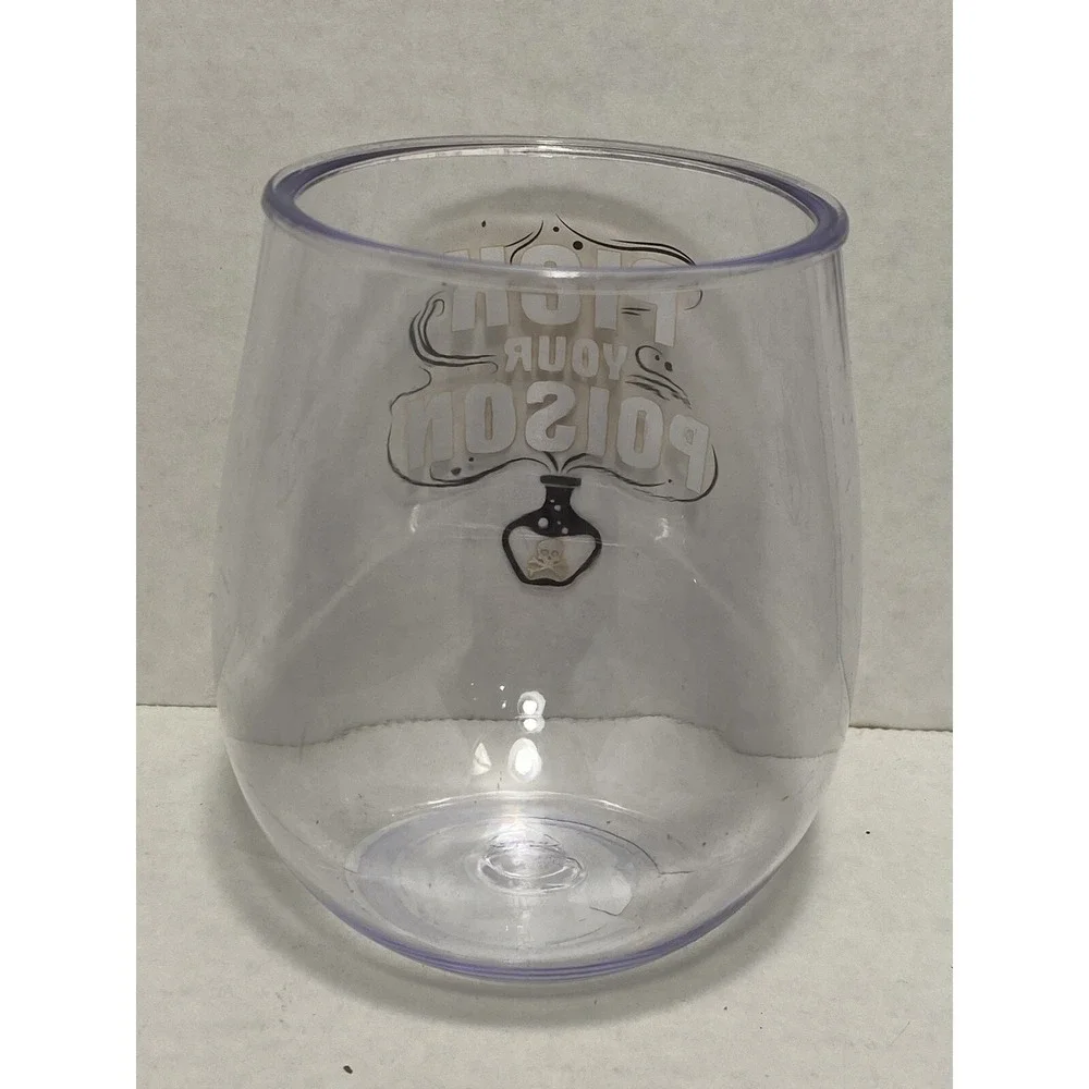 HALLOWEEN stemless plastic wine‎ glass PICK YOUR POISON